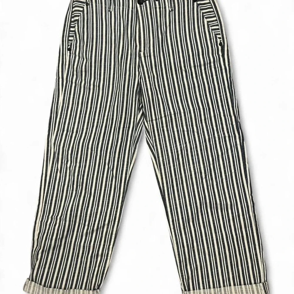 Rag & Bone Striped Wide Leg Pants Navy White Hickory Stripe Size 29 - Picture 2 of 8